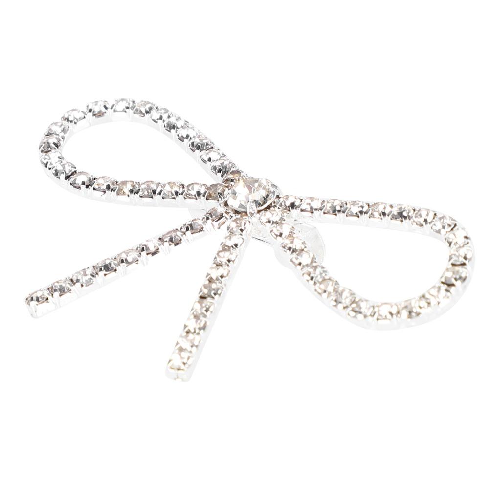 10pcs Vintage Bowknot Bow Brooch Pin Silver Tone Claw Chain Pin Vintage Rhinestone Brooch For Women