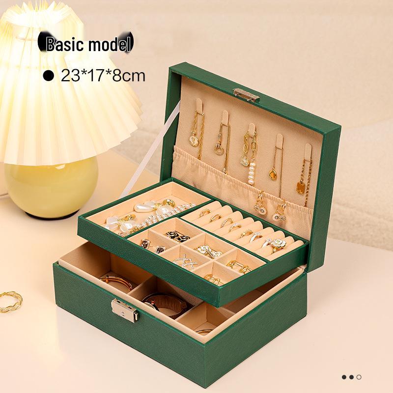 Elegant Multi-Layered PU Leather Jewelry Box with Lock for Earrings, Necklaces, and More