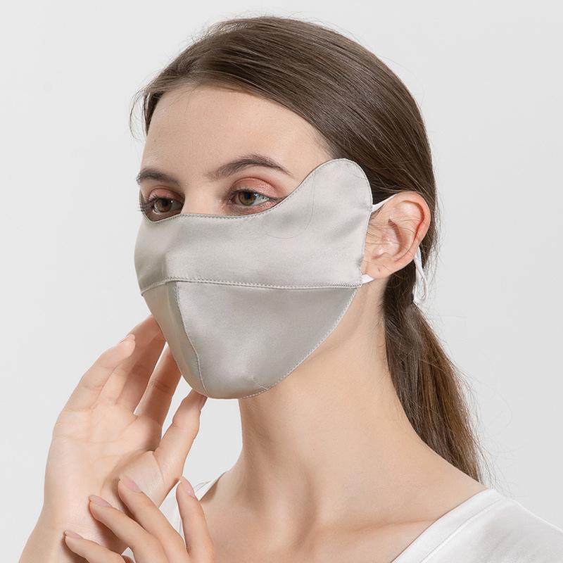 Women's Comfortable 100% Mulberry Silk Sun Protection Face Mask Summer UV Protection Breathable Face Cover Eye Corner Protection
