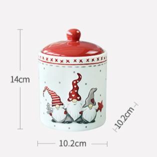 

Nordic Santa Claus Ceramic Sealed Jar Creative Relief Christmas Ornaments Round Porcelain Storage Jar Coffee Seasoning Storage