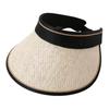 Women's UV Protection Straw Sun Hat - Foldable Wide Brim with Face Shield for Summer Cycling