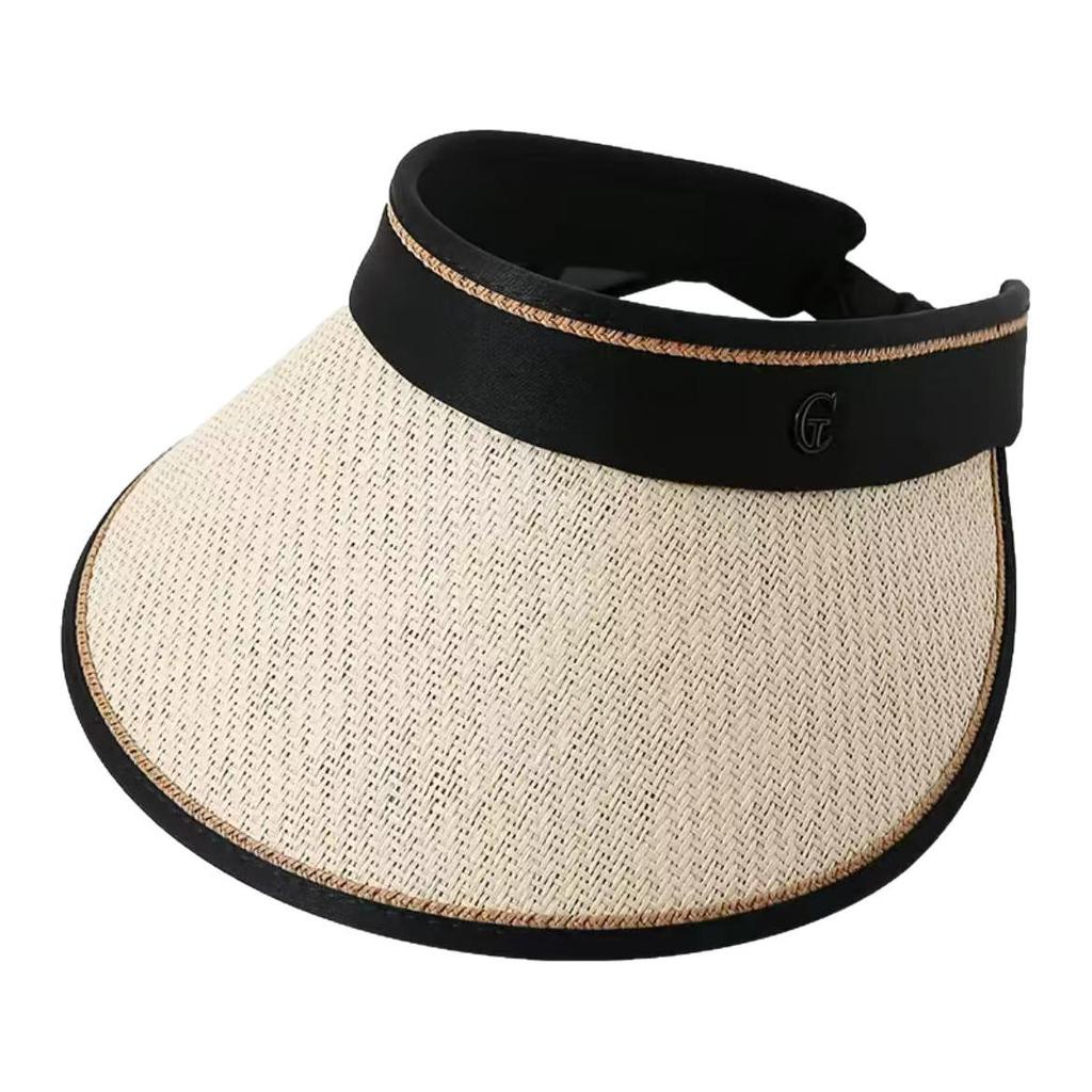 Women's UV Protection Straw Sun Hat - Foldable Wide Brim with Face Shield for Summer Cycling