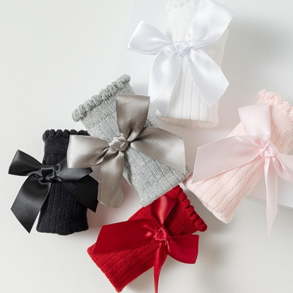 6 Pairs Soft Baby Knee Socks Breathable Big Bow Hosiery Fashion Kids Socks  Girls Wear