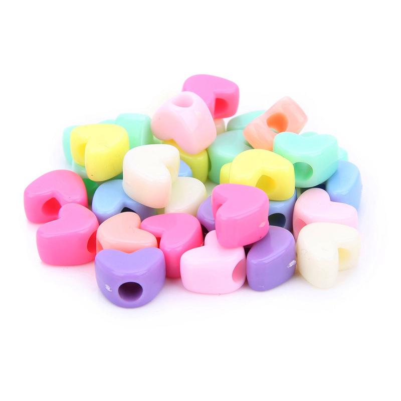 Colorful Acrylic Heart Beads for DIY Phone Chains and Accessories 100 pieces/bag