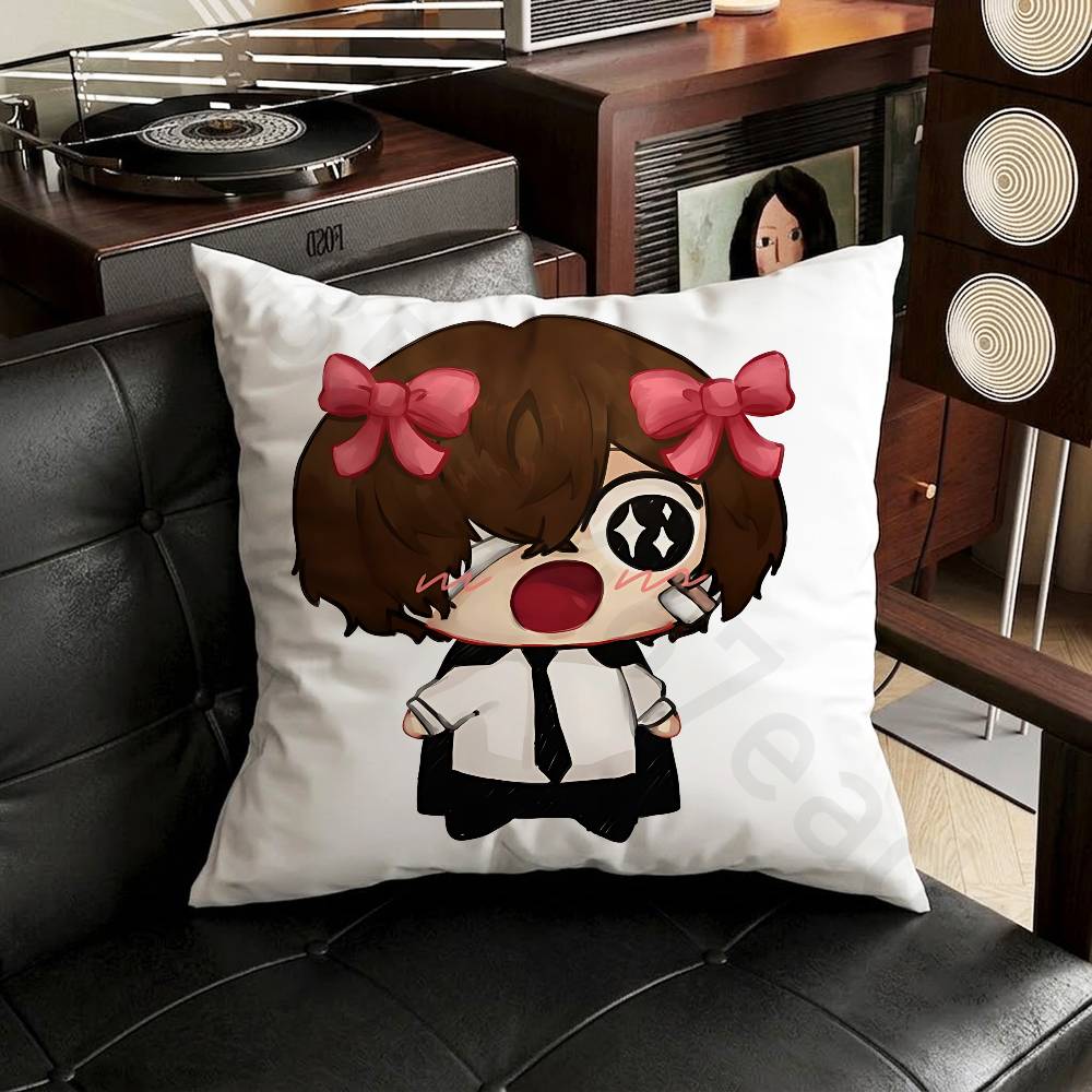 Cartoon Character Dazai OOsamu Pillow Case Sofa Living Room Bedroom Headboard Backrest Cushion Square Cushion Nap Time