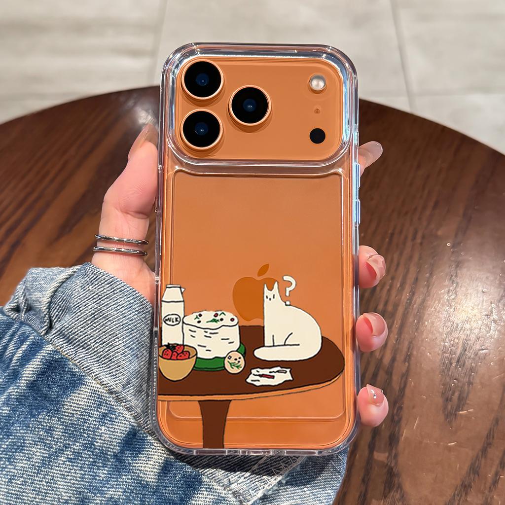Cool Cat Transparent Case For iPhone 16 Pro 15 14 13 12 11 17 Pro Max 7 8 Plus XS 16E Silicone Shockproof Clear Soft Cases Cover