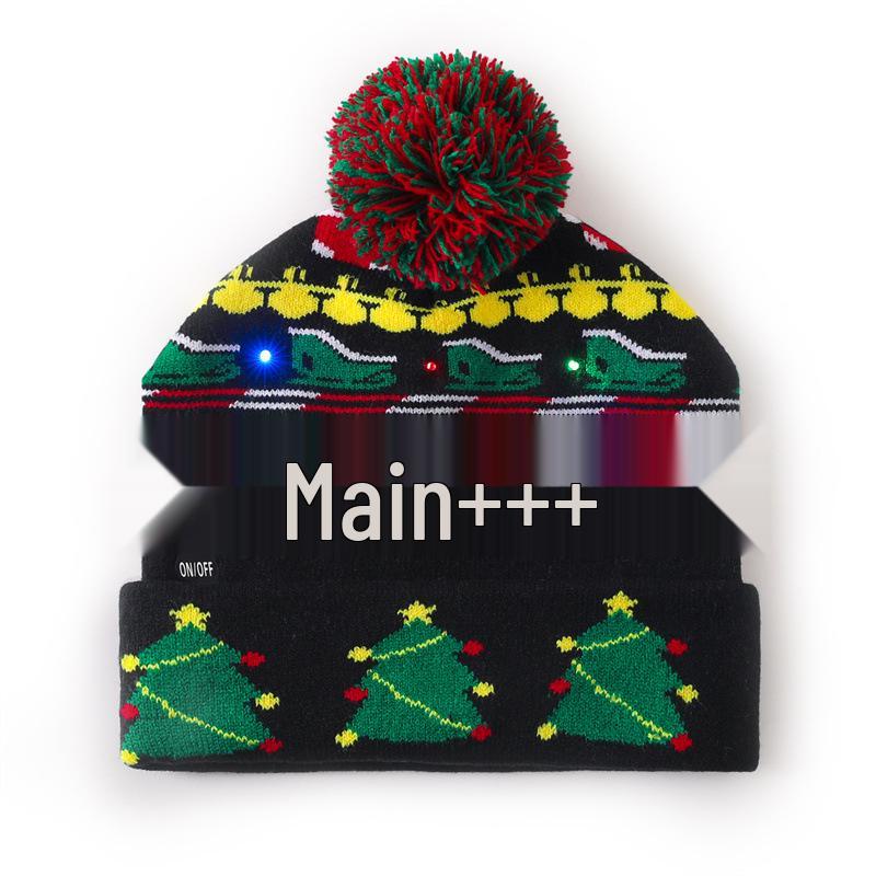 Festliche LED Leuchtmütze für Erwachsene - Unisex Jacquard Woll-Design