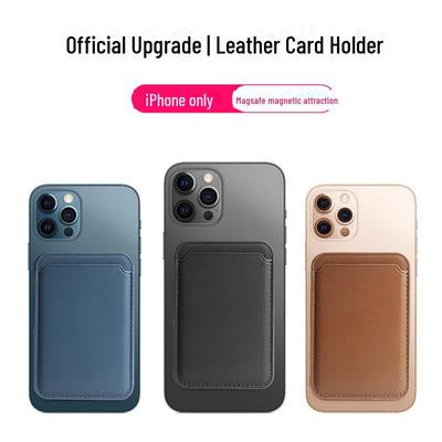 Compatible with Apple 15 MagSafe: Strong Magnetic Leather Card Holder for iPhone 12/13/14 Pro