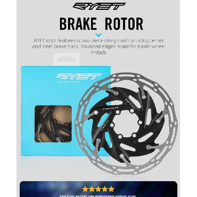 RYET Bicycle Brake Rotors 140mm/160mm 6-Bolts&Center-Lock MTB Rotors Road Bike Bicycle Disc Brake Rotors Bicycle Accessories