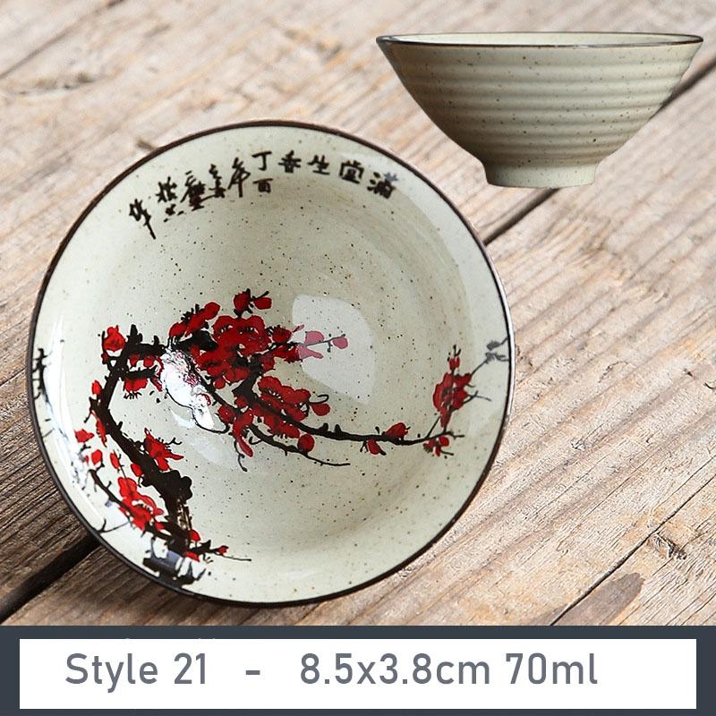 1 Stück Handgefertigte Konische Tasse Antike Pflanzenasche Porzellan Teetasse Reise Keramik Teeschale Anti-Verbrühungs Retro Meditationsbecher Teeset 70ml