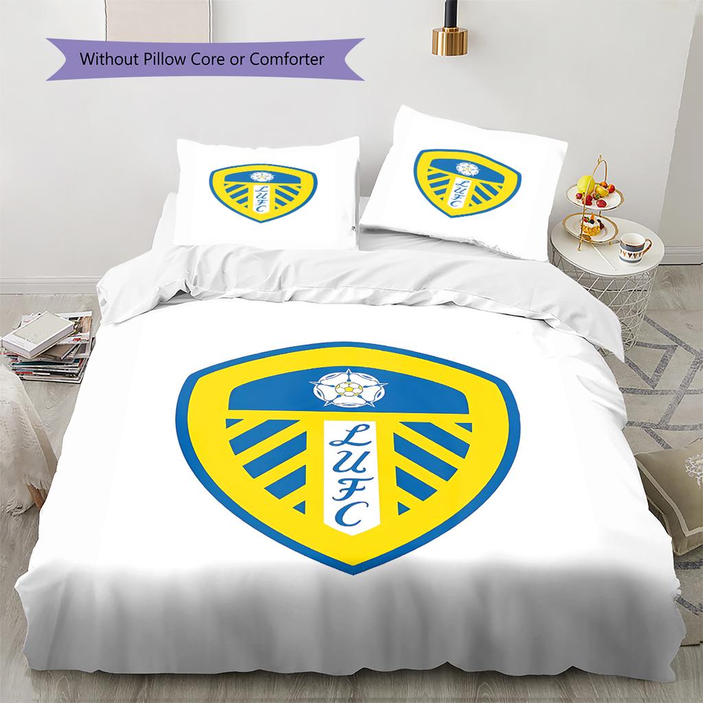Ložní prádlo se vzorem fotbalového klubu Leeds United, Sada přikrývky Povlak na přikrývku Povlak na polštář Domácí narozeninový dárek (1 * povlak na peřinu + 2 * povlak na polštář, bez jádra)