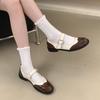 IPPEUM Mary Janes Shoes For Women Round Toe Buckle PU Leather Ballet Flats Girls Mary Janes