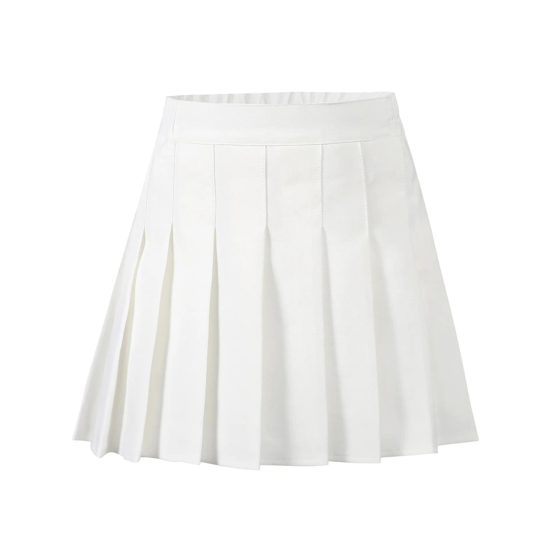 

Летняя детская плиссированная юбка, однотонная повседневная универсальная короткая юбка для школьниц, повседневная модная юбка трапециевидной формы для танцевальных выступлений для подростков 170cm белый