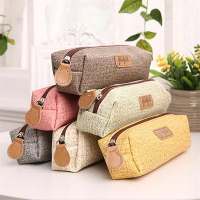 1Pcs Canvas Pencil Case Student Pouch Coin Cosmetic Bag Office Stationery Organizer for Teen Girl Boy School Supplies