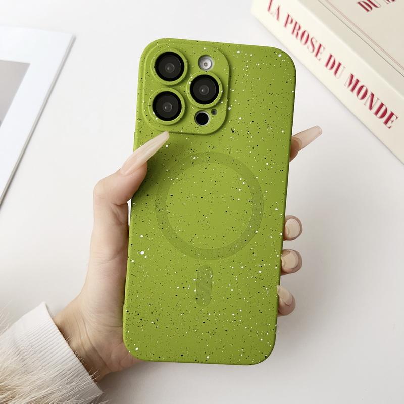 Dot Print Slim Magnetic Phone Case For iPhone 16 Pro Max 15 Plus 14 Pro 13 12 11 for Magsafe Matte Shockproof Lens Film Protection Soft TPU Back Cover