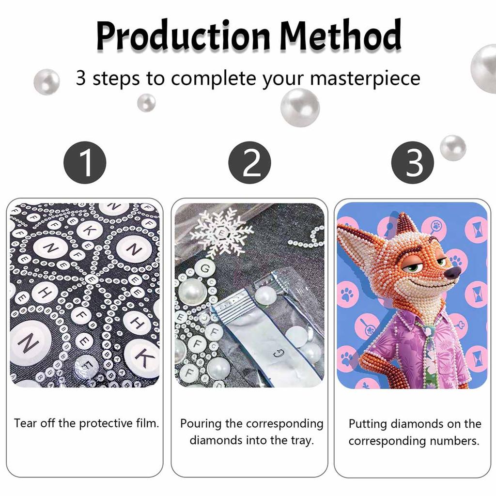 Disney Pearl Painting DIY Zootopia Nick Creative Pearl Style Illustration Pearl Art Painting Pearl Gem Painting, Home Wall Decoration Crafts