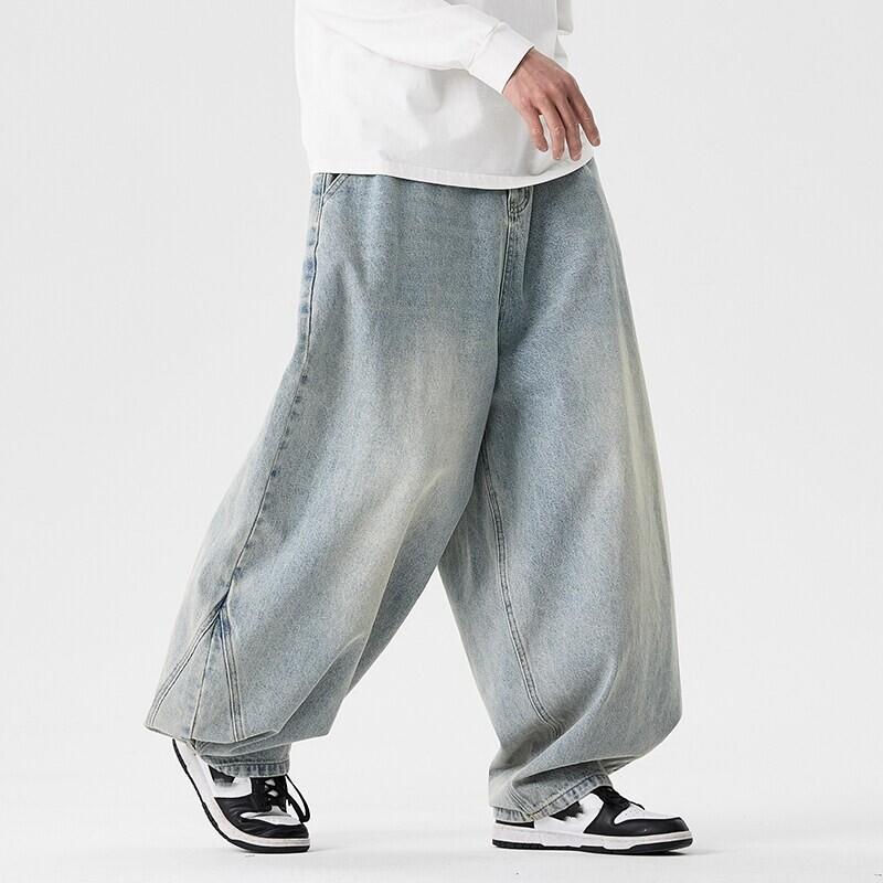 Herren Frühlings Übergröße Entspannte Passform Jeans Mittlere Leibhöhe Used Gerades Bein Hosen