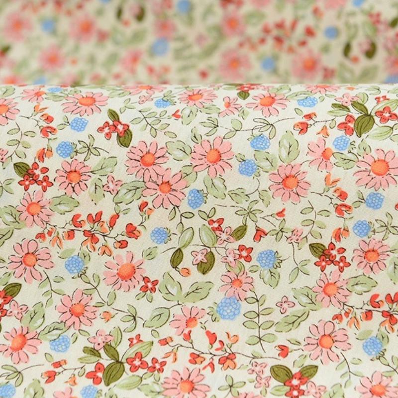 Classics Pastoral Floral Poplin Cotton Fabric DIY Children's Wear Cloth Make Bedding Quilt Decoration Home Sewing Cloth