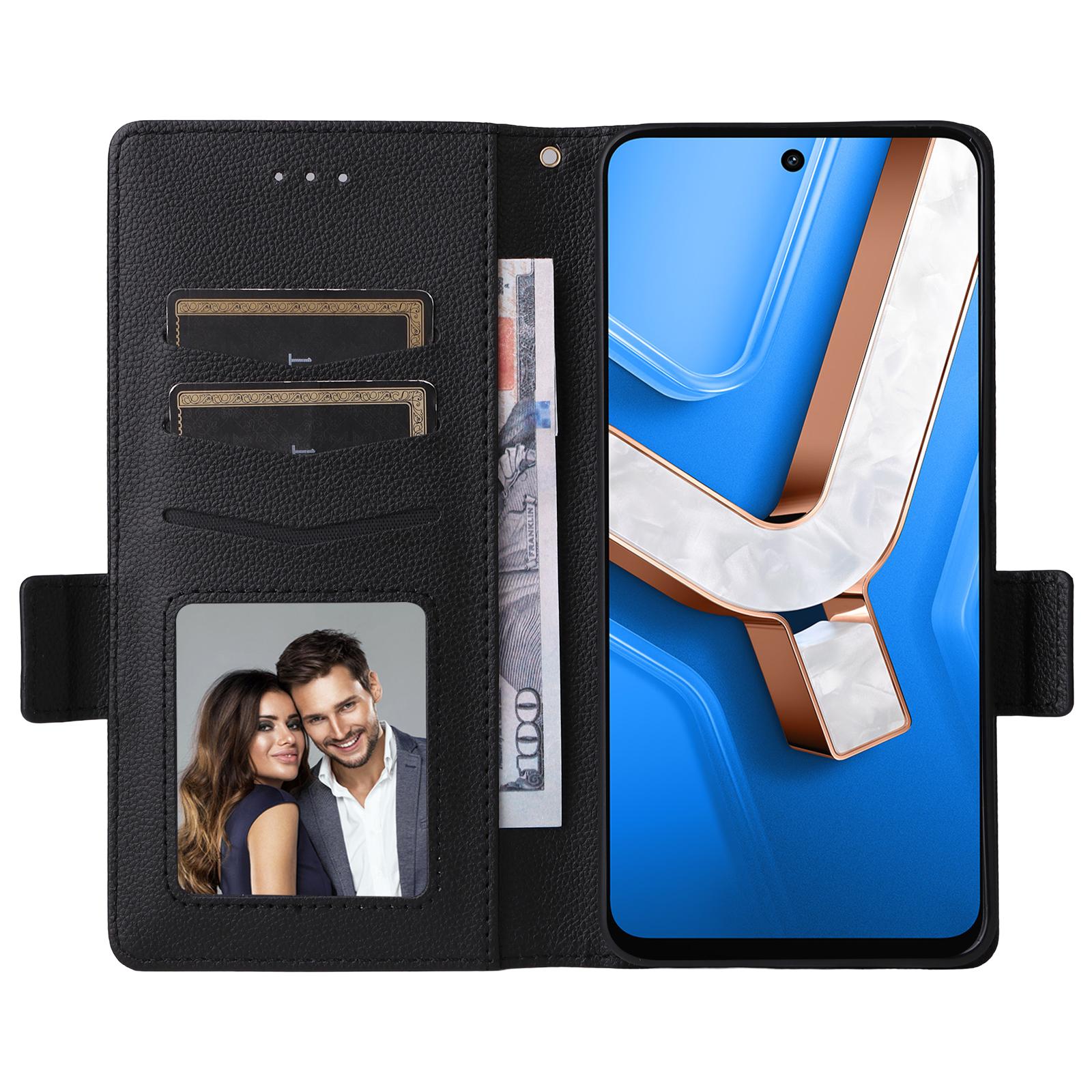 

For vivo Y29 4G/T4x 5G Case Wallet Flip Litchi Texture PU Leather Phone Cover Grey