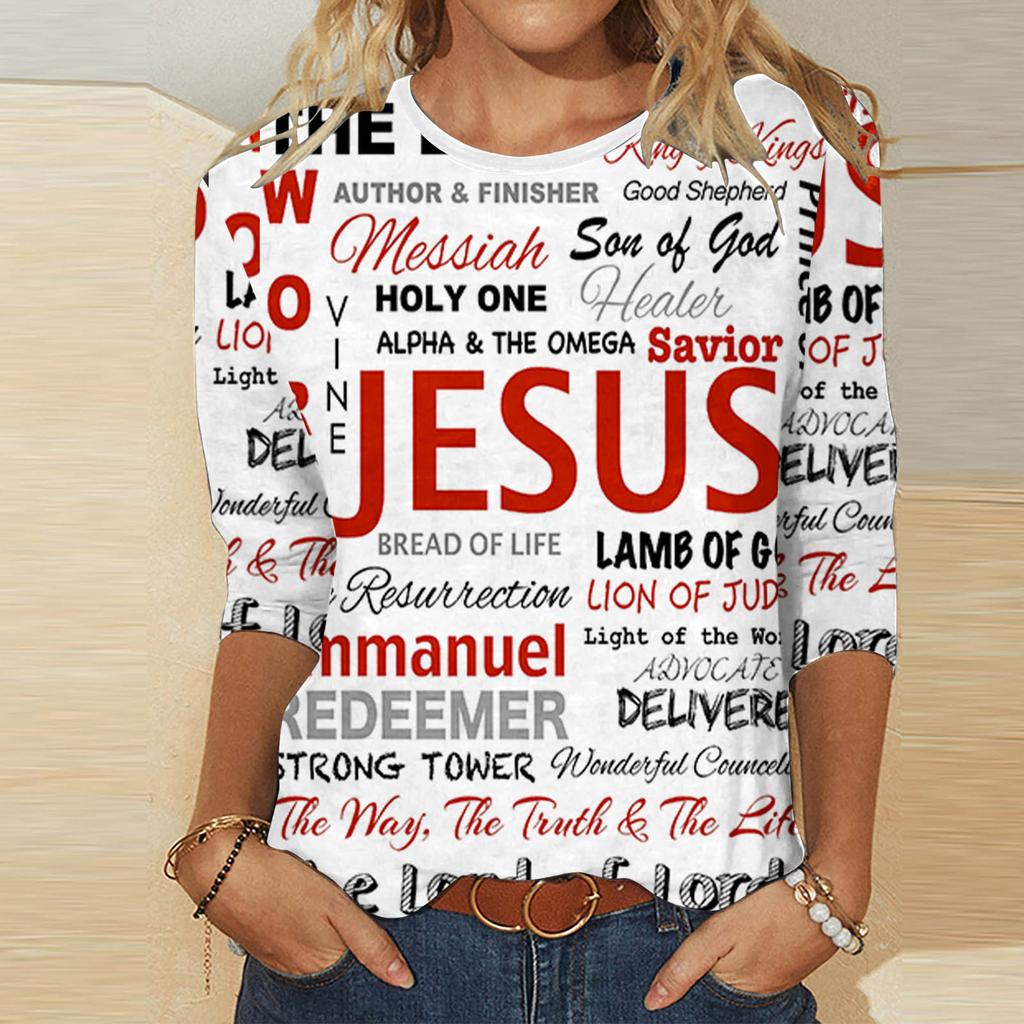 Rundhals 3D Kreative Buchstaben Elemente Bedrucktes Top Modische Lässige Langarm Damen T-Shirts