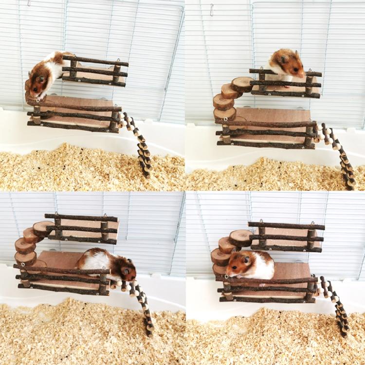 Hamster Wood Playground Platform with Ladder Stairs Chew Toy for Rat Gerbil