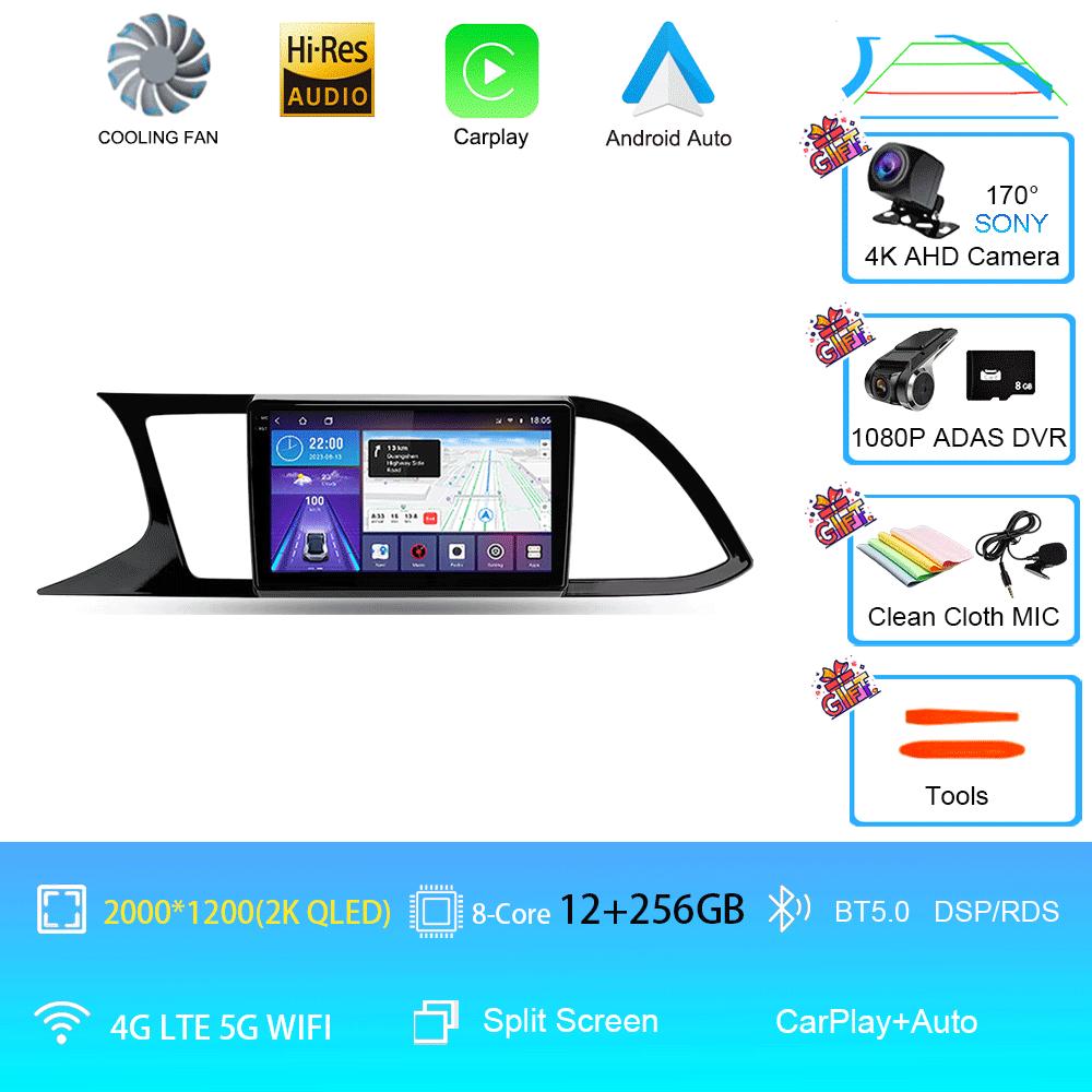 Car Radio Android 14 Carplay Auto For Seat Leon 3 MK3 2012-2020 GPS Navigation 4G WIFI Multimedia Video Player Stereo 360 Camera