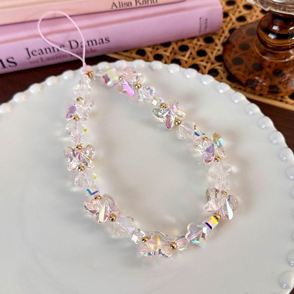 

Anti-lost Mobile Phone Chain Acrylic Phone Lanyard New Phone Beaded Charm Pink