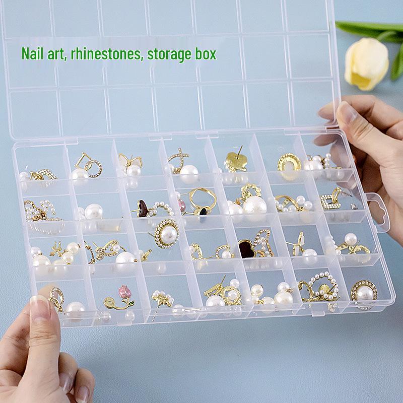 Transparente Aufbewahrungsbox mit mehreren Fächern für Schmuck, Nagelkunst und Zubehör