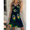 Women's Casual Bohemian Style, Summer Deep V-Neck Spaghetti Strap Midi Dress