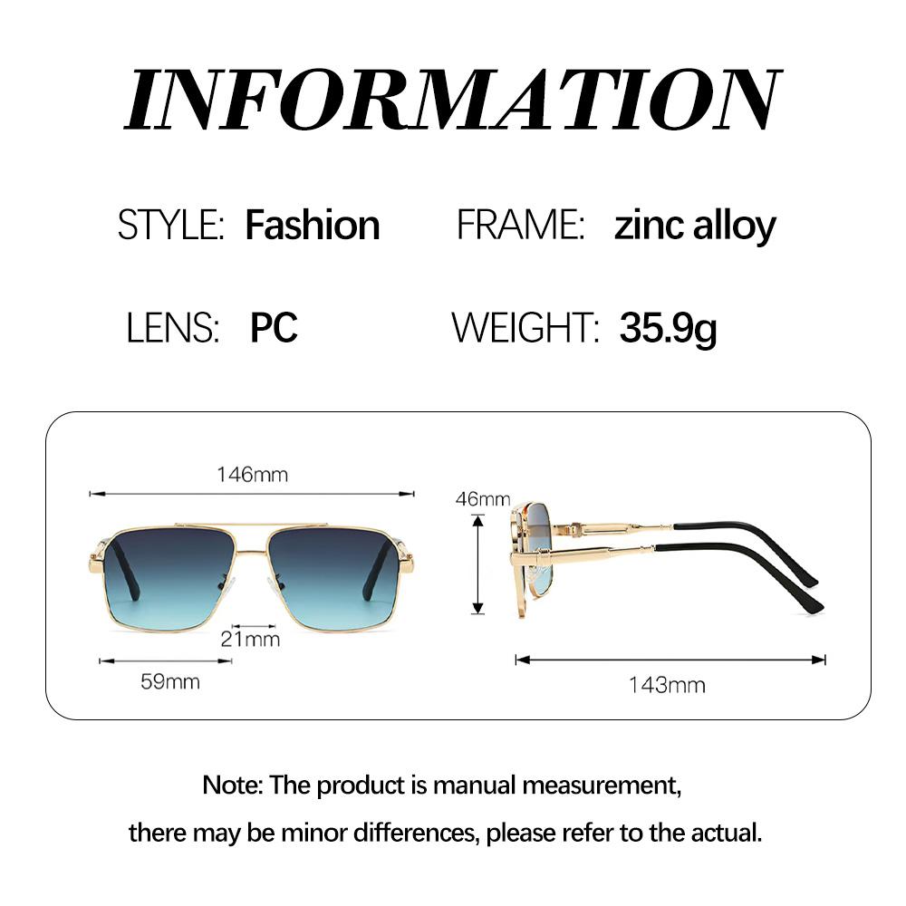Square Frame Metal Double Beam Modern Sunglasses For Men Square Face Long Face Compatible Glasses Personalized Men Glasses