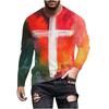 Jesus Cross 3D Print T-Shirts Men's Round Neck Long Sleeve T Shirt Streetwear Harajuku Y2k Hip Pop Street Wear Tops Mens Clothes