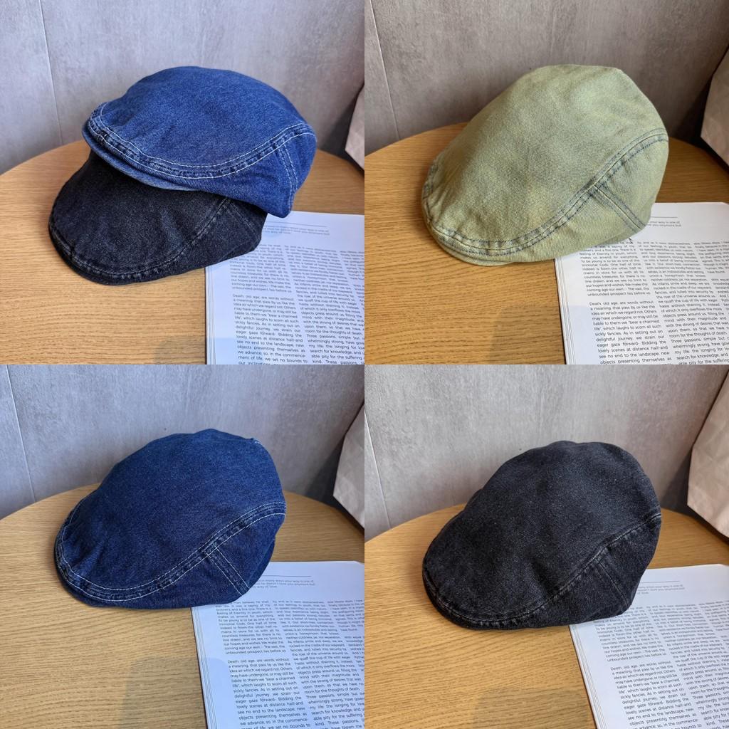 Retro Color Solid Denim Newsboy Cap Vintage Wash Sunshade Street Style Fashion