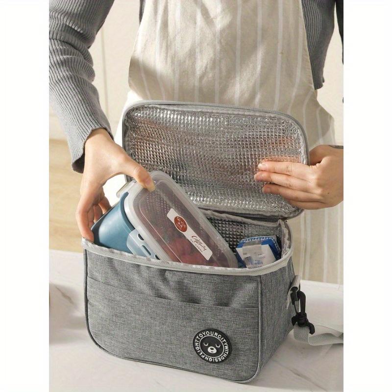 

1 шт. Изолированная сумка для ланча с рисунком медведя - Ланч-бокс Мягкий кулер Сумка-холодильник для взрослых мужчин женщин, Водонепроницаемая и портативная для школы и офиса S серый