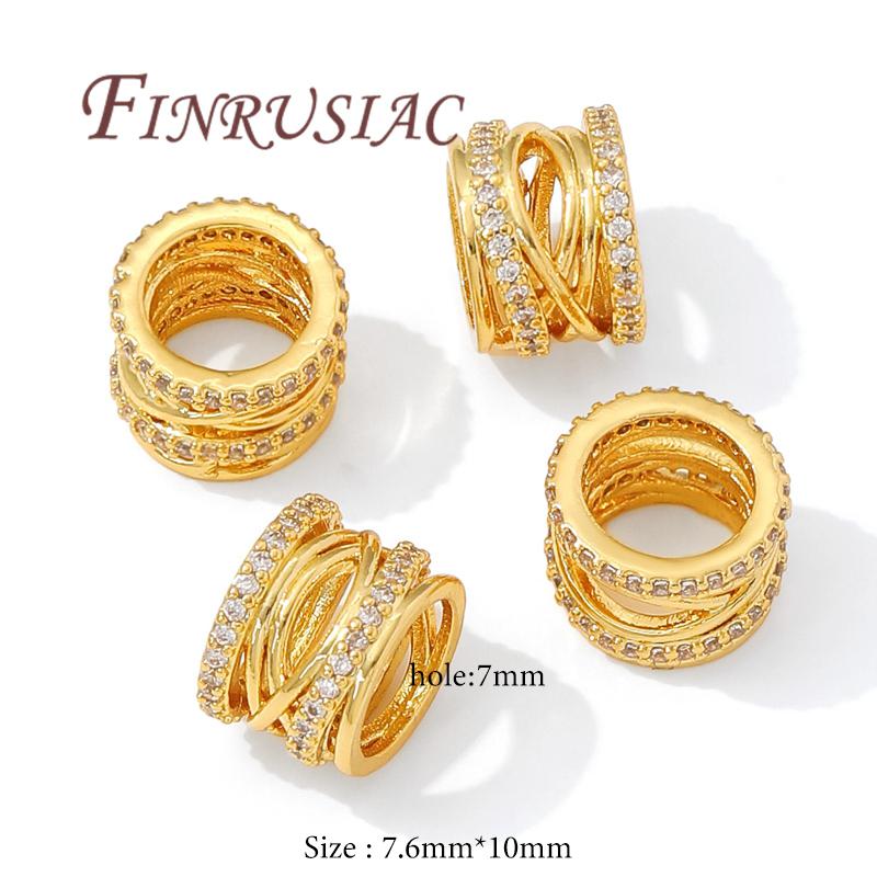 

7.6mm*10mm Large Hole Beads,18K Gold Plated Spacer Beads For Bracelets Making,Bead For Necklace Accessories,DIY Findings 2 pieces