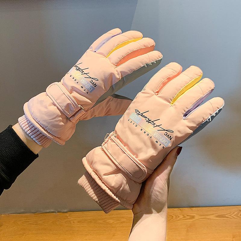 Winter Women's Cycling Gloves for Outdoor Skiing Windproof and Cold Resistant Touch Screen Warm and Plush Thick Electric Bike Insulation Gloves