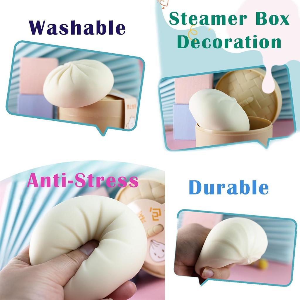 Giant Dumpling Squishy, Jumbo Dumpling Squishy Toy with Steamer, Anxiety Relief Squeeze Toy for Decompression and Sensory Play