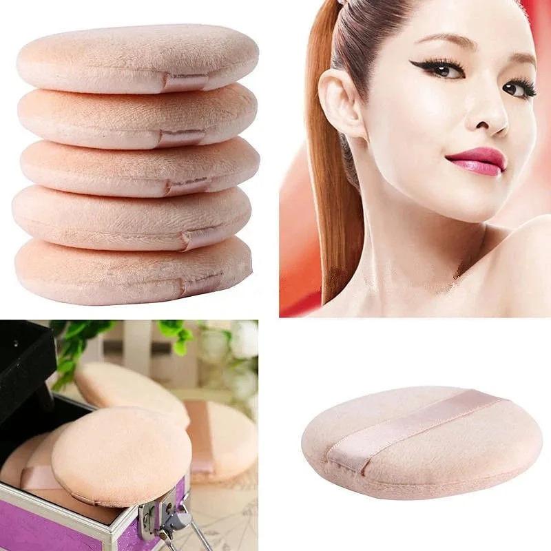 10pcs Round Facial Powder Foundation Puff, Portable Soft Cosmetic Puff For Makeup Application, Beauty Tool Essential Make Up