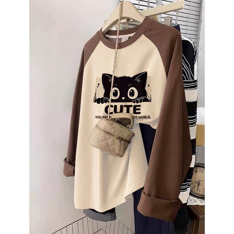 Women's Plus Size Mid-Length Pure Cotton Long Sleeve T-Shirt - Autumn/Winter 2024, Thicker Material for 200 Jin, Hip Covering.