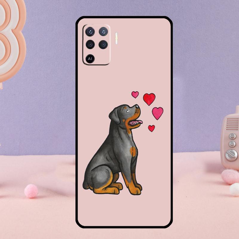 Cute Rottweiler Dog Phone Case For Oppo A58 A18 A38 A78 A98 A17 A77 A80 A40 A60 A16 A76 A96 A74 A94 A54 A15 A57S