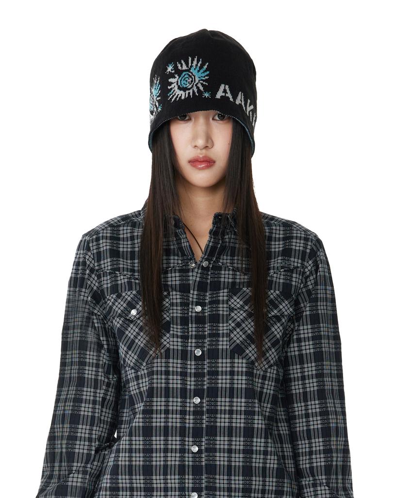AAKAM Small Sun Jacquard Beanie (Black)