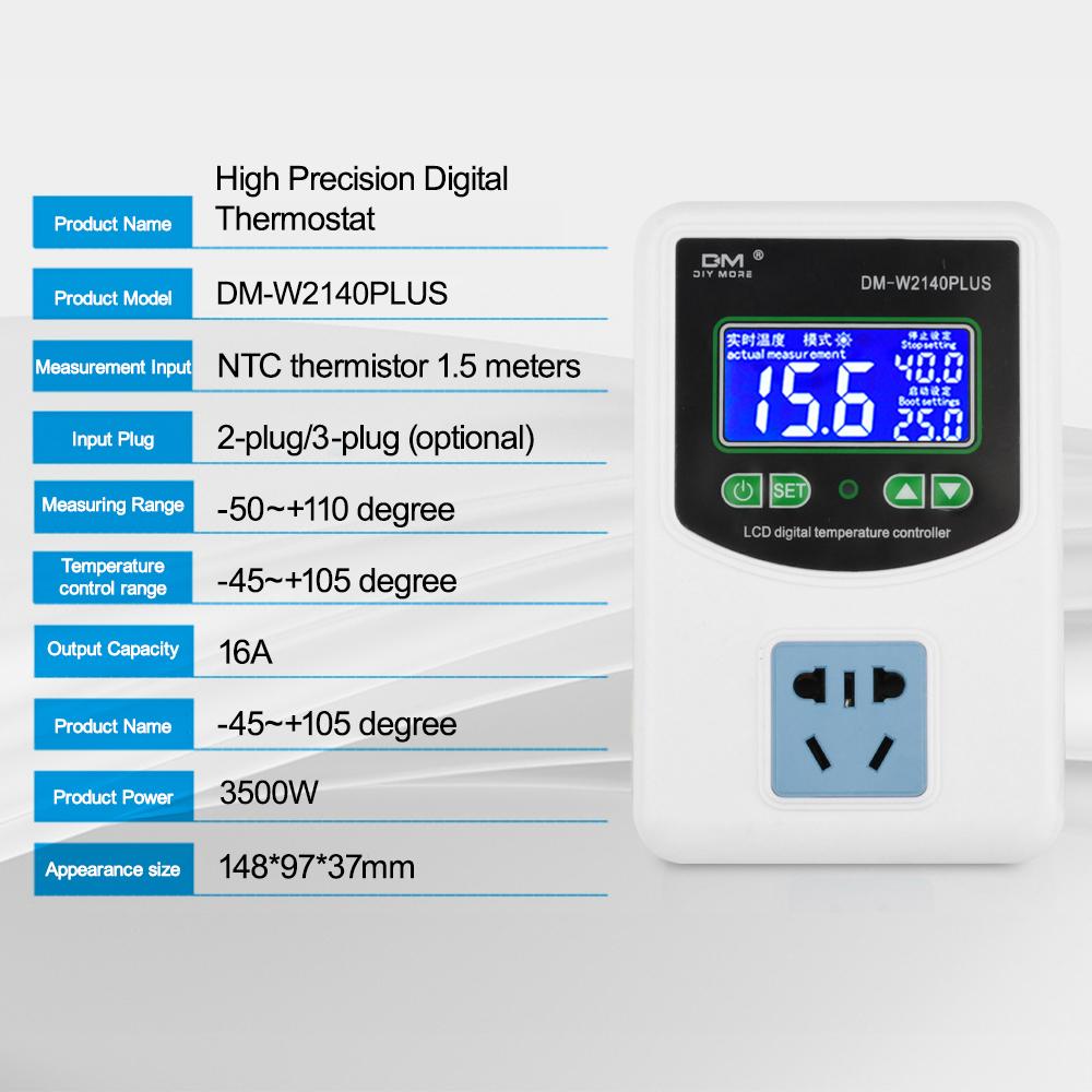 AC110-220V 3500W Socket Digital Temperature Controller High Accuracy Heating Cooling NTC Sensor Temp Control Thermostat ℃/℉
