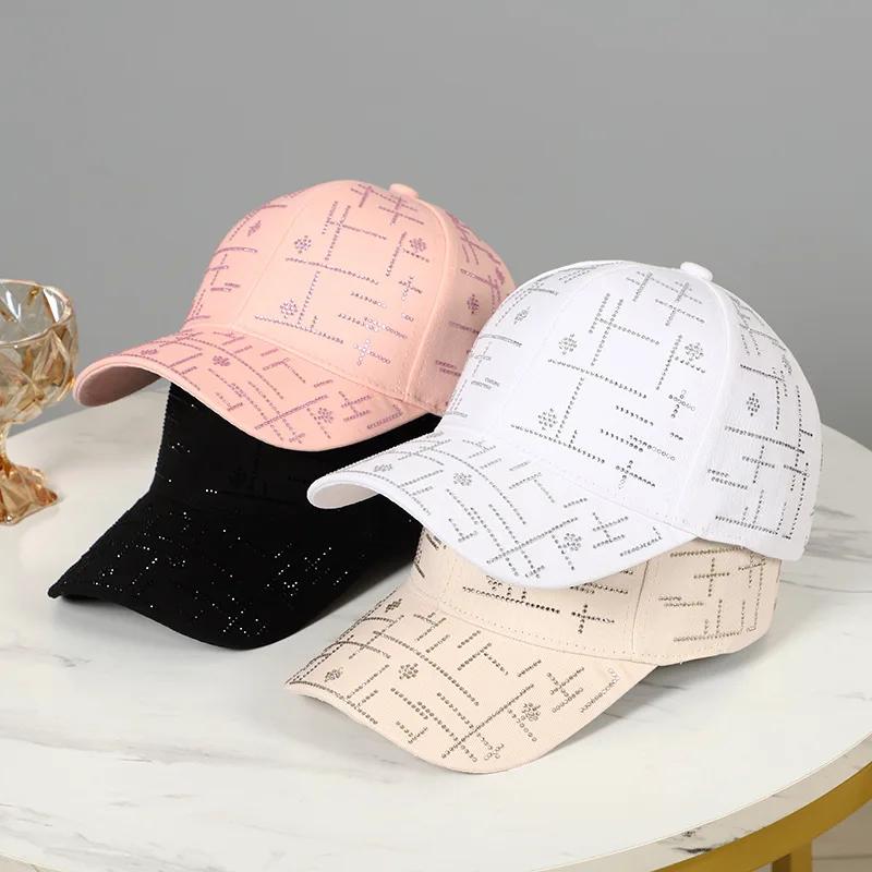 2023 Spring New Women Rhinestone Letter M Baseball Caps Adjustable Hip Hop Fashion Shiny Hats Outdoor Travel All-match Caps