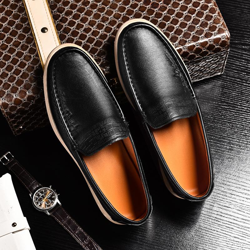 Fashion Genuine Leather Men Loafers New Summer Man Casual Shoes Soft Soled Slip on Flats Outdoor Walking Shoe Fashion Business Moccasins