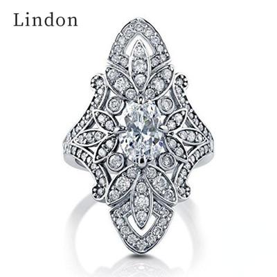 Lindon Luxury Rings  Jewellery Women Geometric Shaped Zircon Ring Wedding Party Gifts Size 6-10