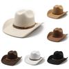 Classic Wool Felt Western Cowboy Hat With Wide Brim For Summer Outdoor Activities