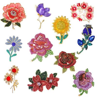 2024 Qixi Valentine's Day Rose Rhinestone Brooch: Enamel Corsage Pin & Clothing Jewelry Accessory