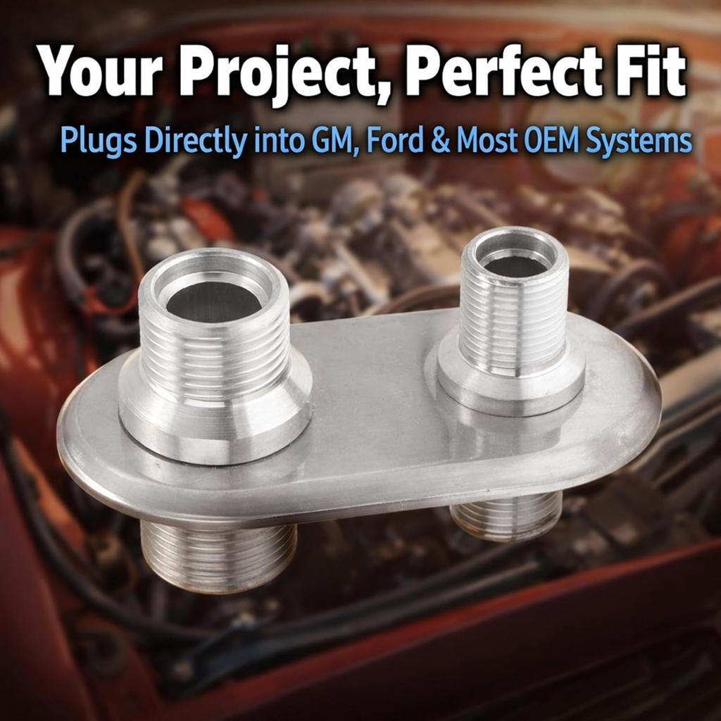 A/C Bulkhead, Car 2-Port Air Conditioner Bulkhead Connector Universal Modification Replacement for Hot Rod(Silver)