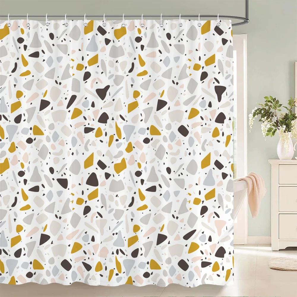 High Quality Geometric Pattern Printed Fabric Shower Curtains Bathtub Waterproof Products Bathroom Decor With 12 Hooks