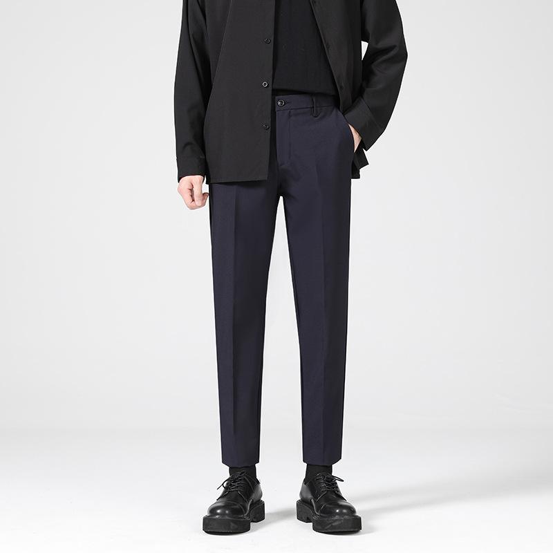 Pants Men's Spring and Autumn New Suit Pants Men's Slim Straight Pendant Versatile Casual Black Small Pants