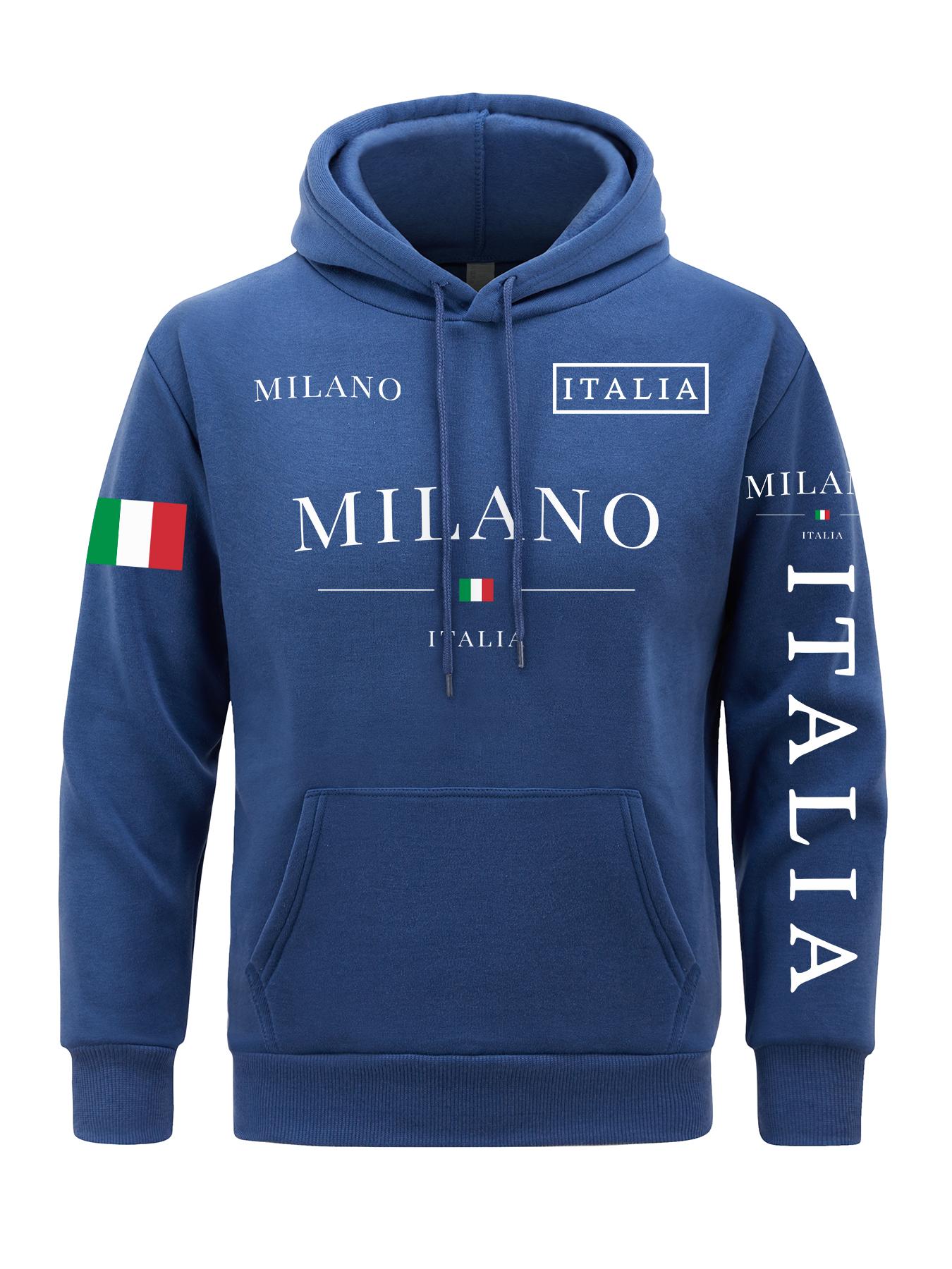 

Flag Of Italy Men Hoodie Milan City Hoodies fur-liner Fleece Hoody Man Casual Spring Autumn Clothing M